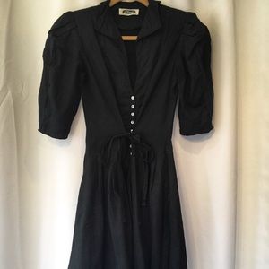 Vintage black Rockabilly dress with puff sleeves